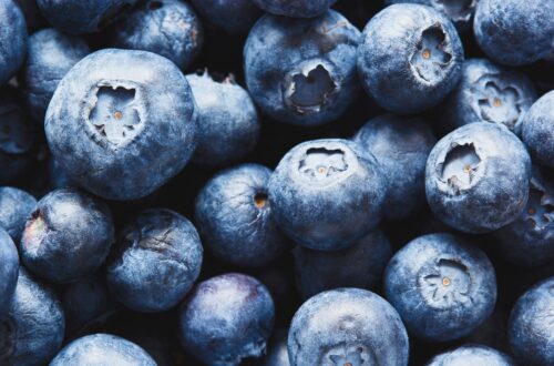 a close up shot of blueberries
